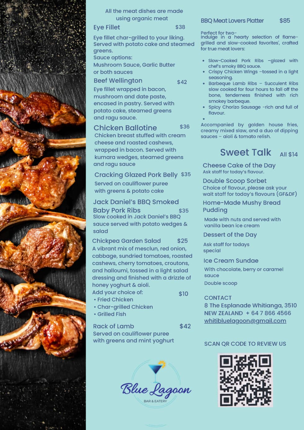 Dinner Menu | Blue Lagoon